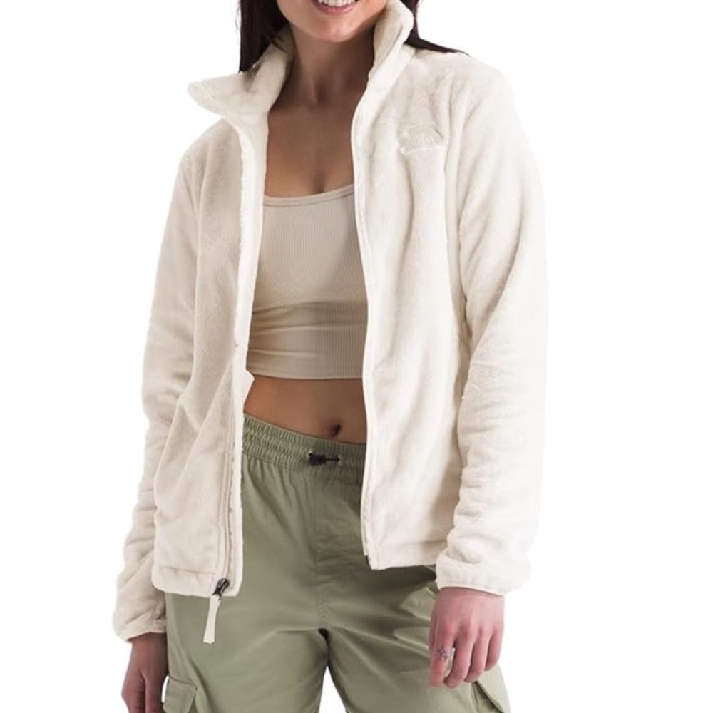 THE NORTH FACE Women's Osito Full Zip Fleece Jacket Light Grey& White Sz.L - Picture 3 of 9